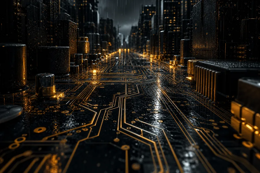 Rainy Neon Alley With Reflections Pcb-Design Wallpaper  4 4K