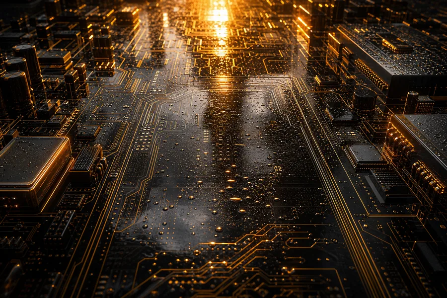 Rainy Neon Alley With Reflections Pcb-Design Wallpaper  4 4K