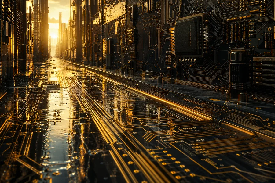 Rainy Neon Alley With Reflections Pcb-Design Wallpaper  4 4K