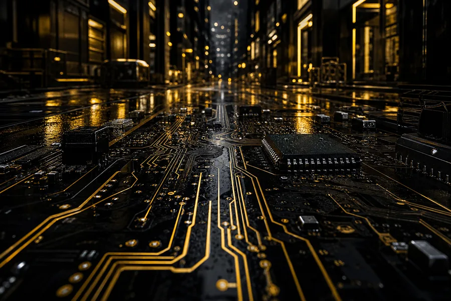Rainy Neon Alley With Reflections Pcb-Design Wallpaper  4 4K