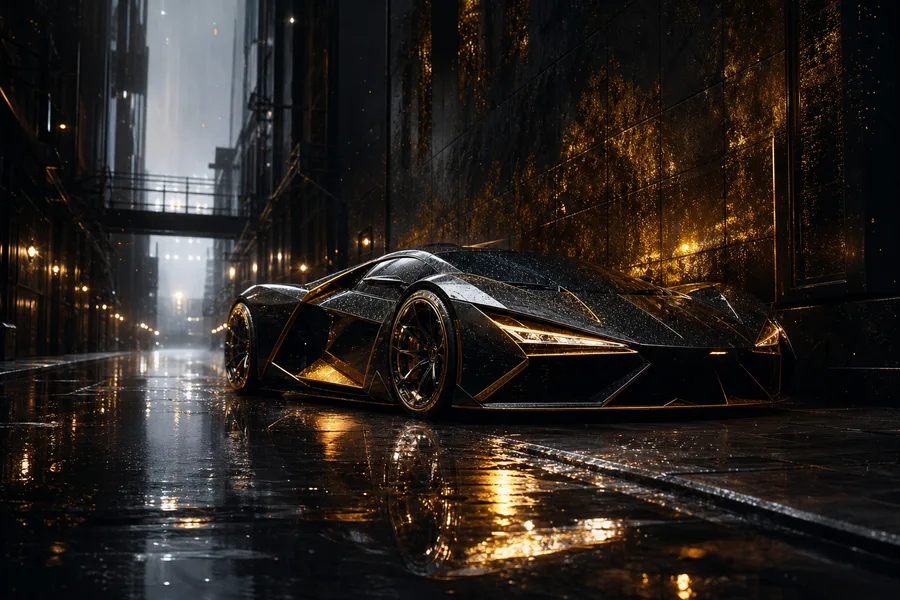 Rainy Neon Alley With Reflections Supercars Wallpaper  4 4K