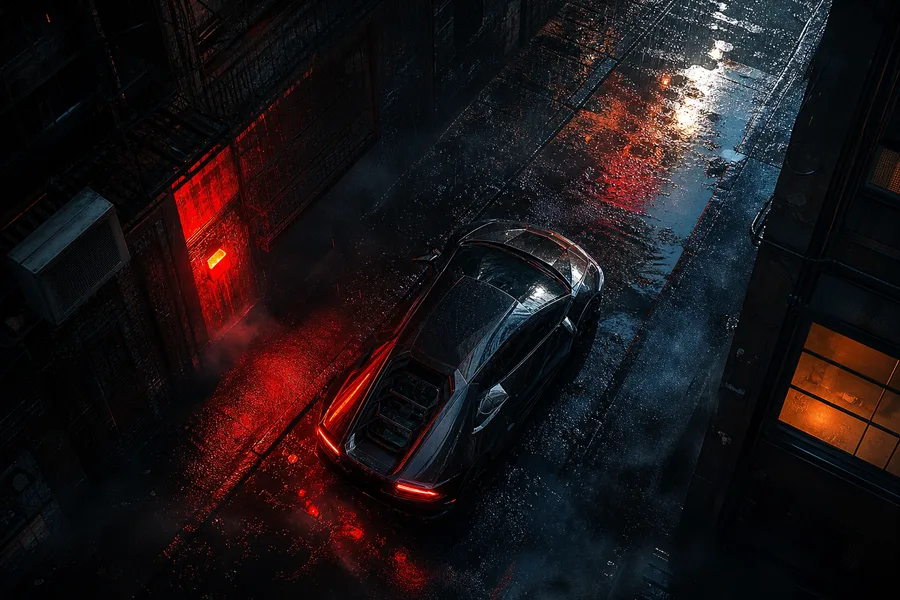 Rainy Neon Alley With Reflections Supercars Wallpaper  4 4K