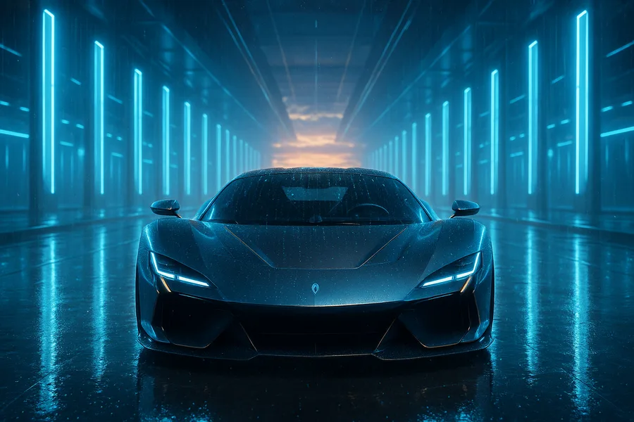 Red Ferrari In Rainy City Cars Wallpaper  2 4K
