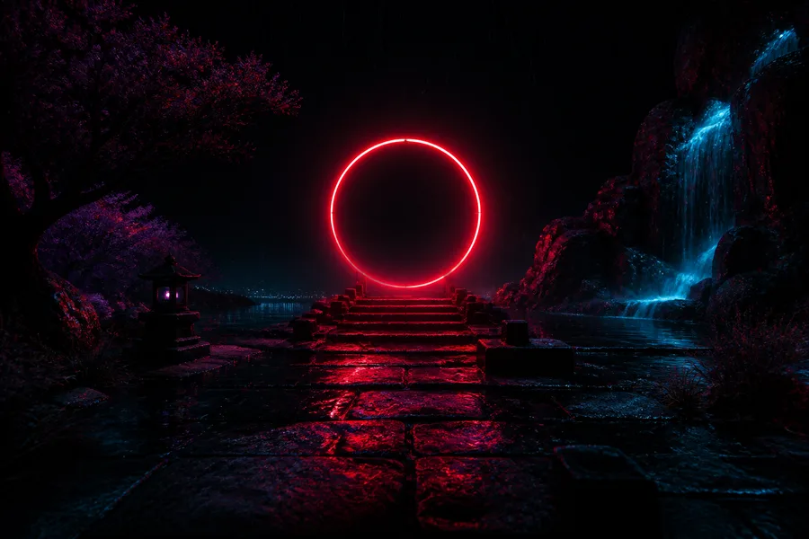 Red Neon Circle On Pure Black Amoled Wallpaper  7 4K