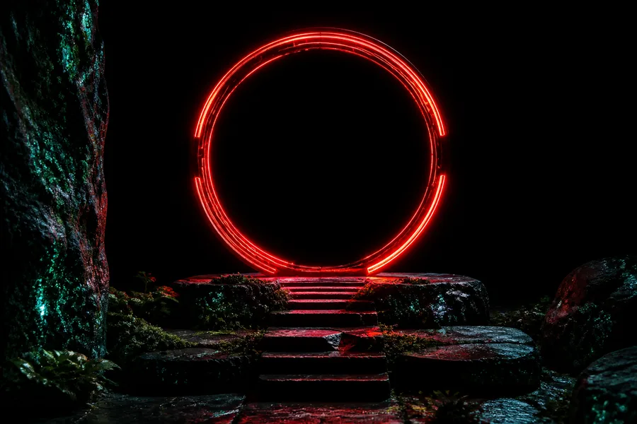 Red Neon Circle On Pure Black Amoled Wallpaper  7 4K