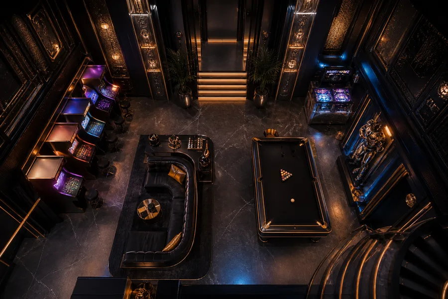 Retro Arcade Room With Neon Machines Gaming Wallpaper  7 4K