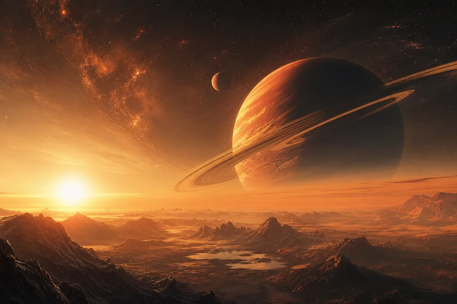 Ringed Exoplanet Sunrise Space Wallpaper  10 4K