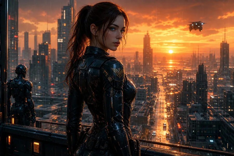 Robotic City Police Patrol Ai-Girls Wallpaper  12 4K