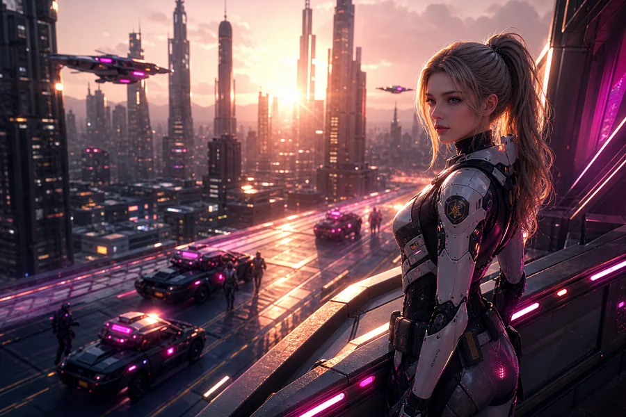 Robotic City Police Patrol Ai-Girls Wallpaper  12 4K