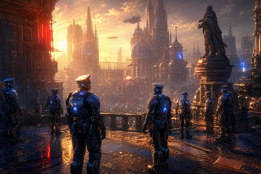 Robotic City Police Patrol Art Wallpaper  12 4K