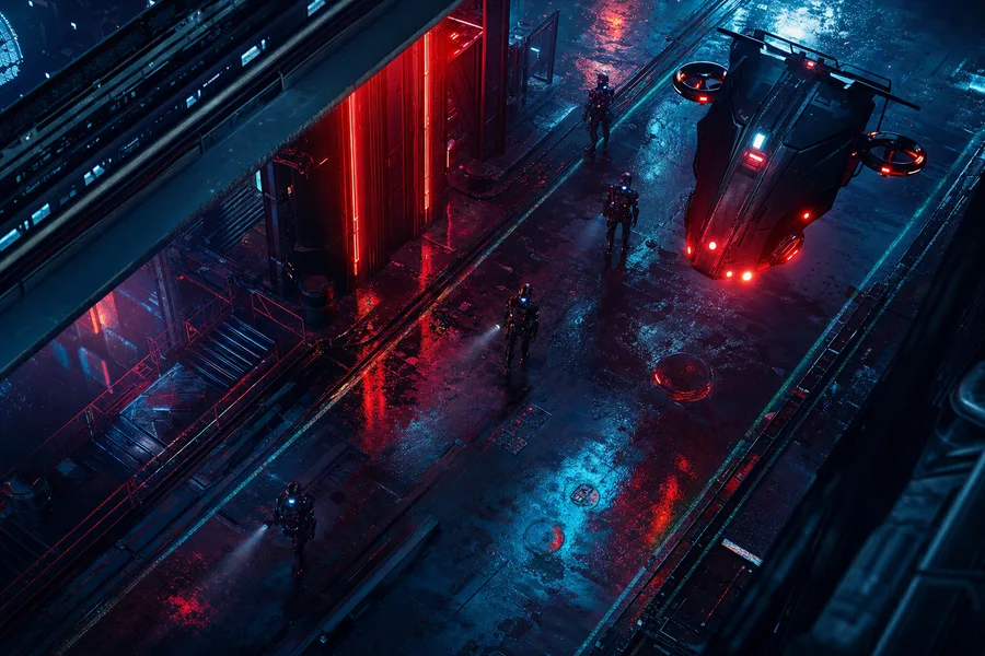 Robotic City Police Patrol Cyberpunk Wallpaper  12 4K