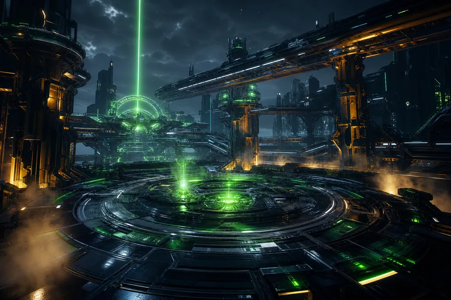 Sci Fi Battle Arena With Neon Lights Gaming Wallpaper  3 4K
