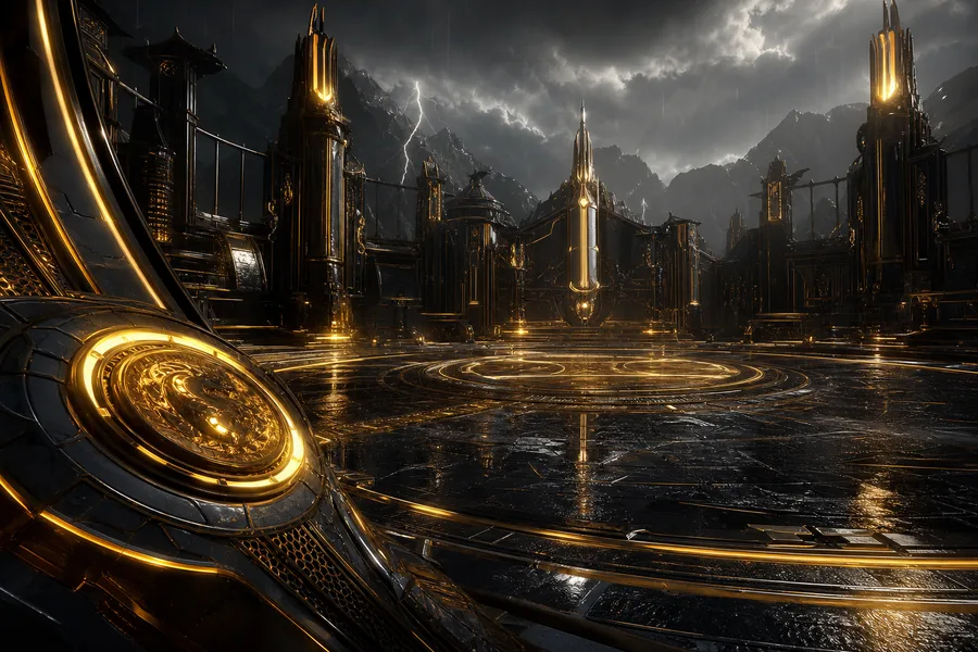 Sci Fi Battle Arena With Neon Lights Gaming Wallpaper  3 4K