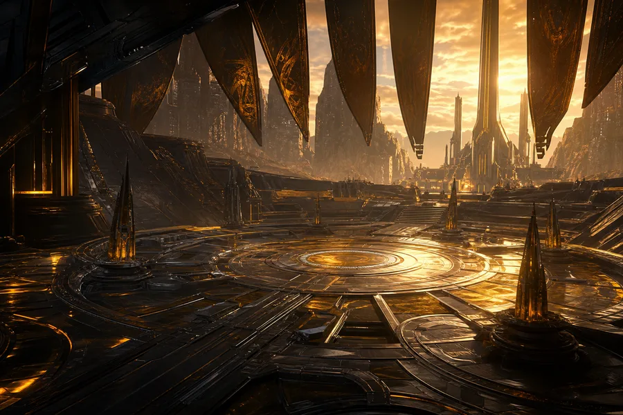 Sci Fi Battle Arena With Neon Lights Gaming Wallpaper  3 4K