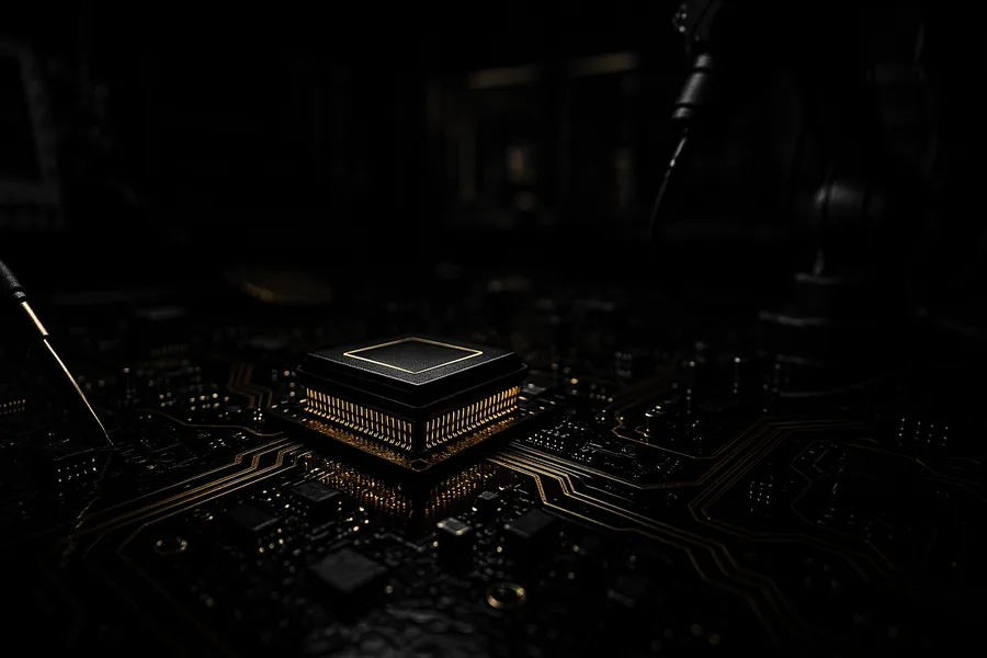 Semiconductor Wafer Glowing Blue Electronics Wallpaper  14 4K