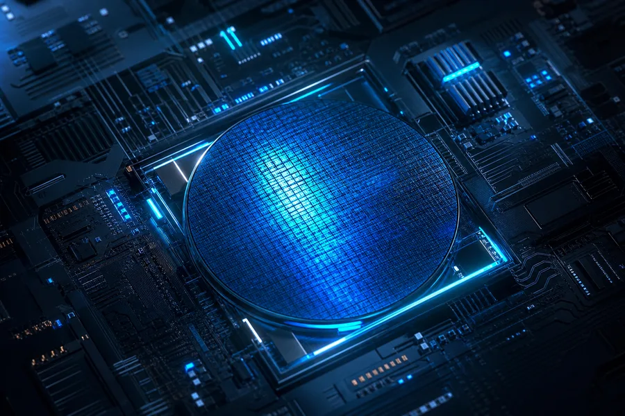 Semiconductor Wafer Glowing Blue Electronics Wallpaper  6 4K