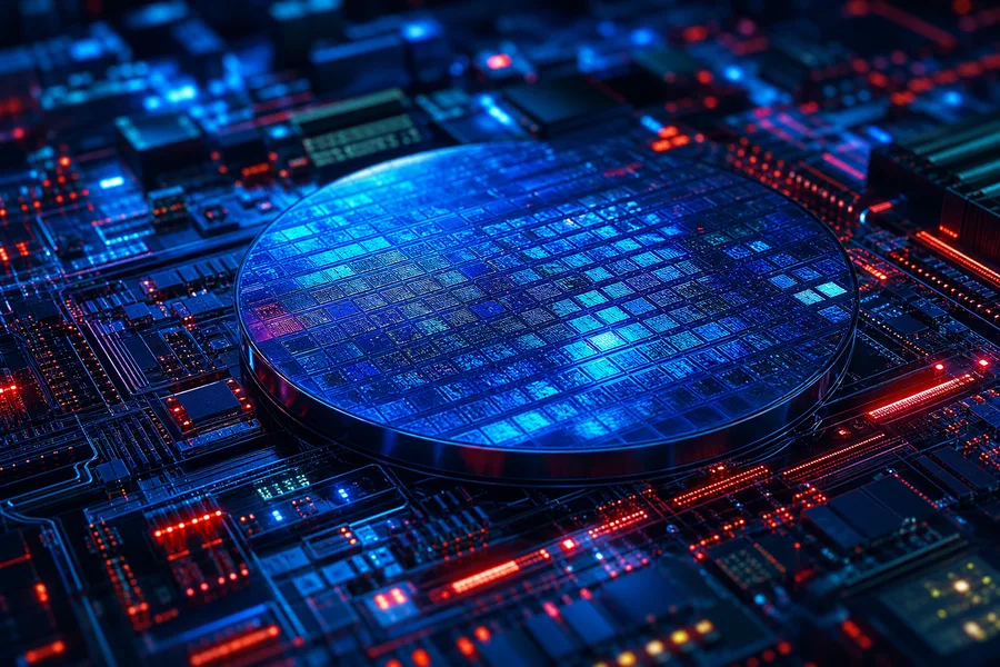 Semiconductor Wafer Glowing Blue Electronics Wallpaper  6 4K