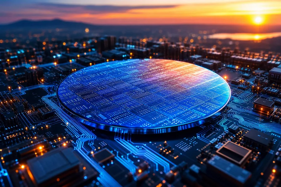 Semiconductor Wafer Glowing Blue Electronics Wallpaper  6 4K