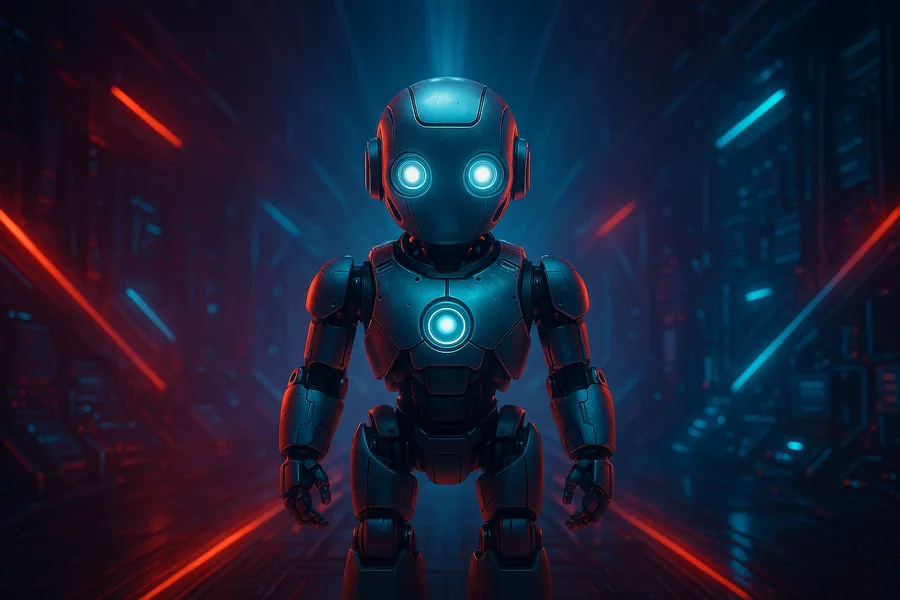 Small Cute Robot In Workshop Robots Wallpaper  3 4K