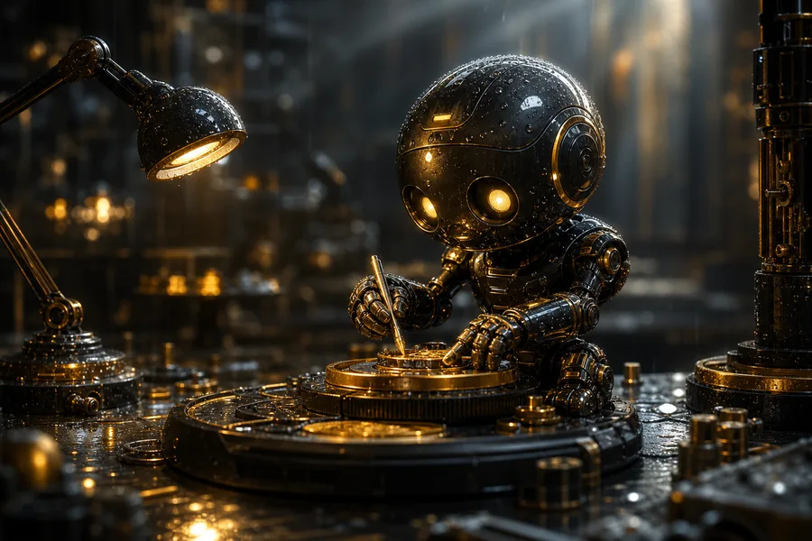 Small Cute Robot In Workshop Robots Wallpaper  3 4K