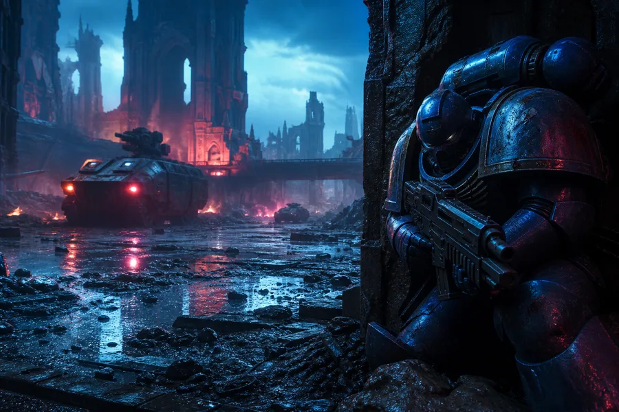 Space Marine Inspired Sci Fi Battlefield Without Logos Gaming Wallpaper  19 4K