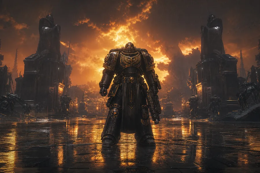 Space Marine Inspired Sci Fi Battlefield Without Logos Gaming Wallpaper  19 4K