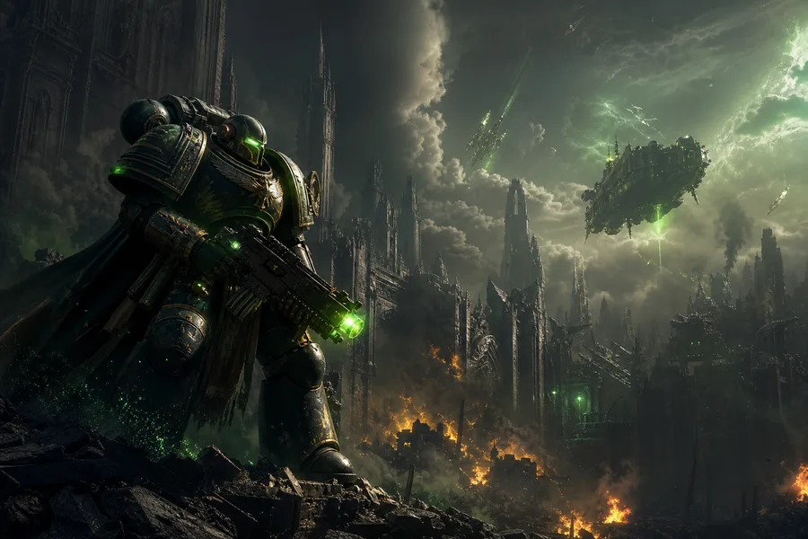 Space Marine Inspired Sci Fi Battlefield Without Logos Gaming Wallpaper  9 4K
