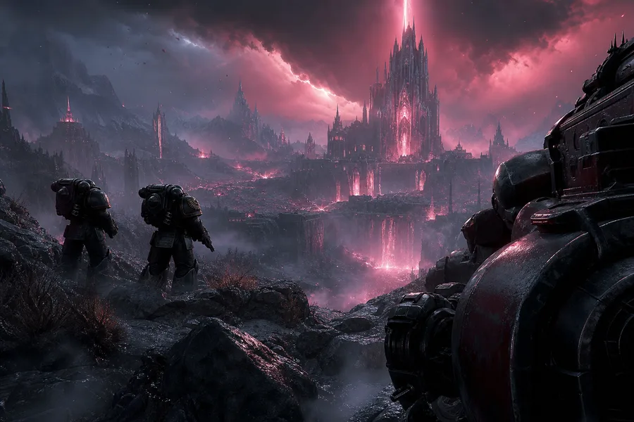 Space Marine Inspired Sci Fi Battlefield Without Logos Gaming Wallpaper  9 4K
