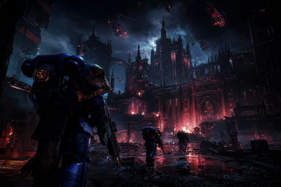 Space Marine Inspired Sci Fi Battlefield Without Logos Gaming Wallpaper  9 4K