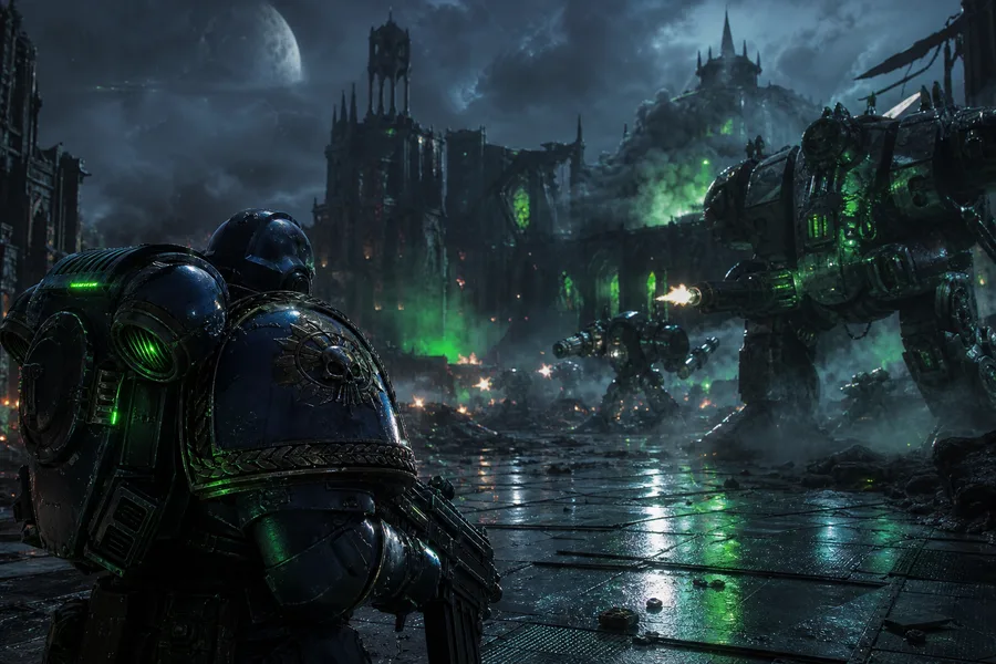 Space Marine Inspired Sci Fi Battlefield Without Logos Gaming Wallpaper  9 4K