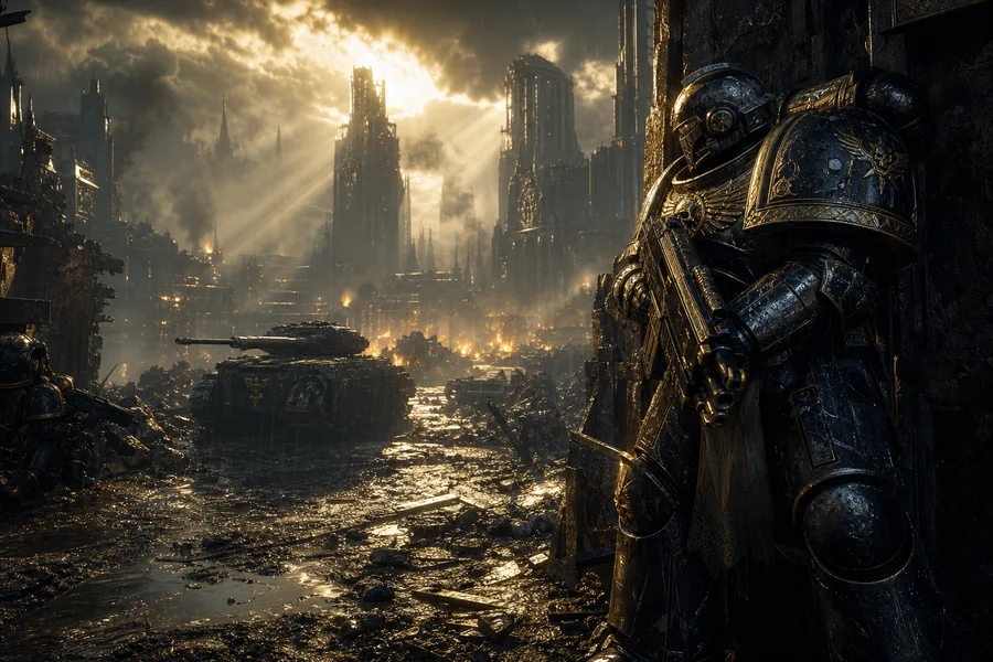 Space Marine Inspired Sci Fi Battlefield Without Logos Gaming Wallpaper  9 4K