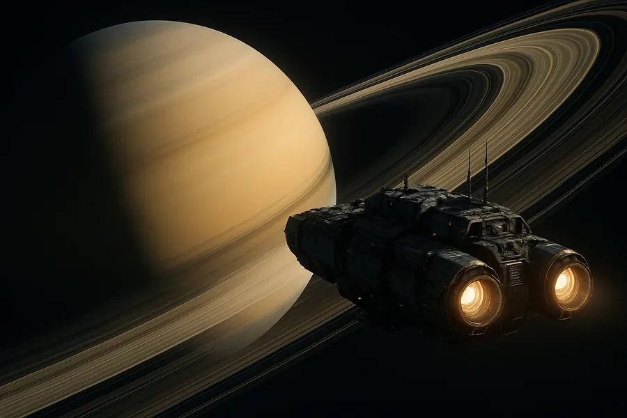 Spaceship Near Saturn Rings Space Wallpaper  14 4K