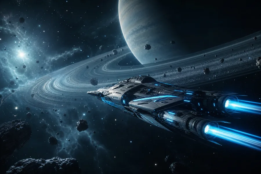 Spaceship Near Saturn Rings Space Wallpaper  6 4K