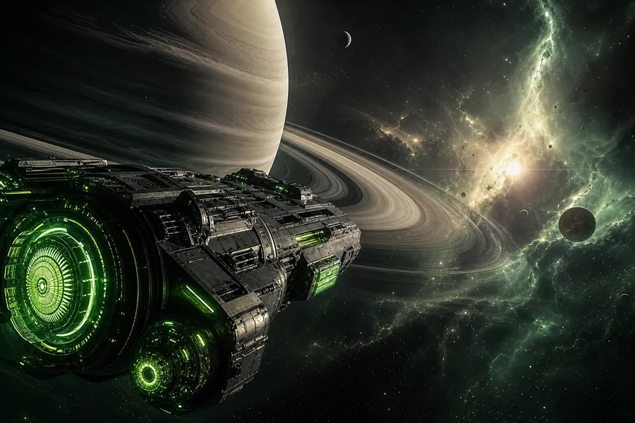 Spaceship Near Saturn Rings Space Wallpaper  6 4K