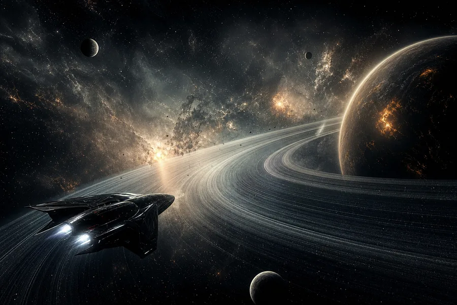 Spaceship Near Saturn Rings Space Wallpaper  6 4K