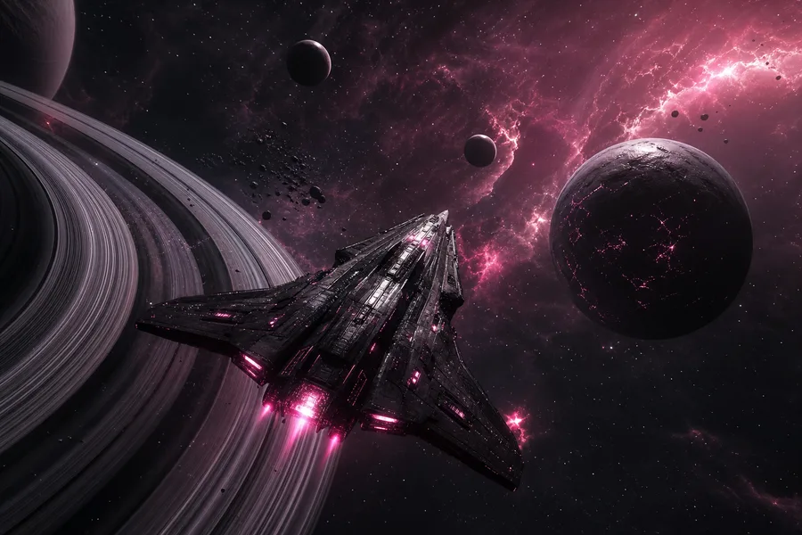 Spaceship Near Saturn Rings Space Wallpaper  6 4K