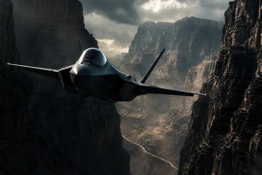 Stealth Jet Flying Through Canyon Airplanes Wallpaper  7 4K