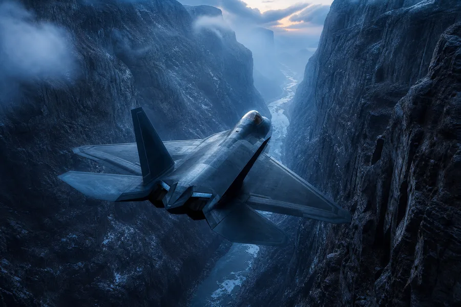 Stealth Jet Flying Through Canyon Airplanes Wallpaper  7 4K