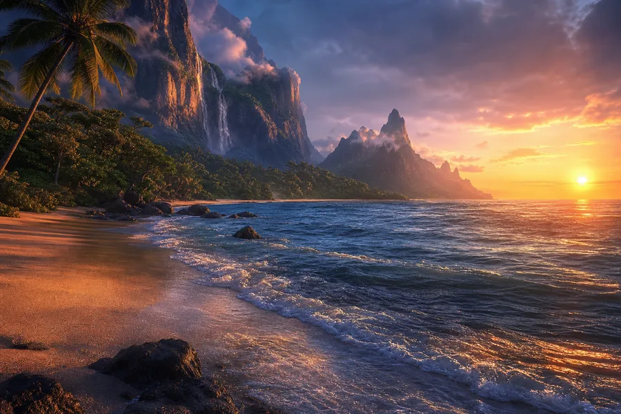 Tropical Beach Sunset Nature Wallpaper  5 4K