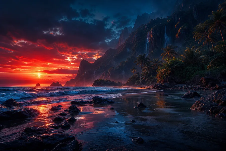 Tropical Beach Sunset Nature Wallpaper  5 4K