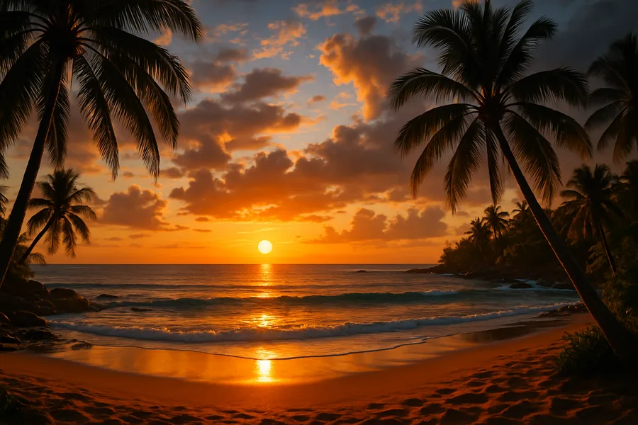 Tropical Beach Sunset Nature Wallpaper  5 4K