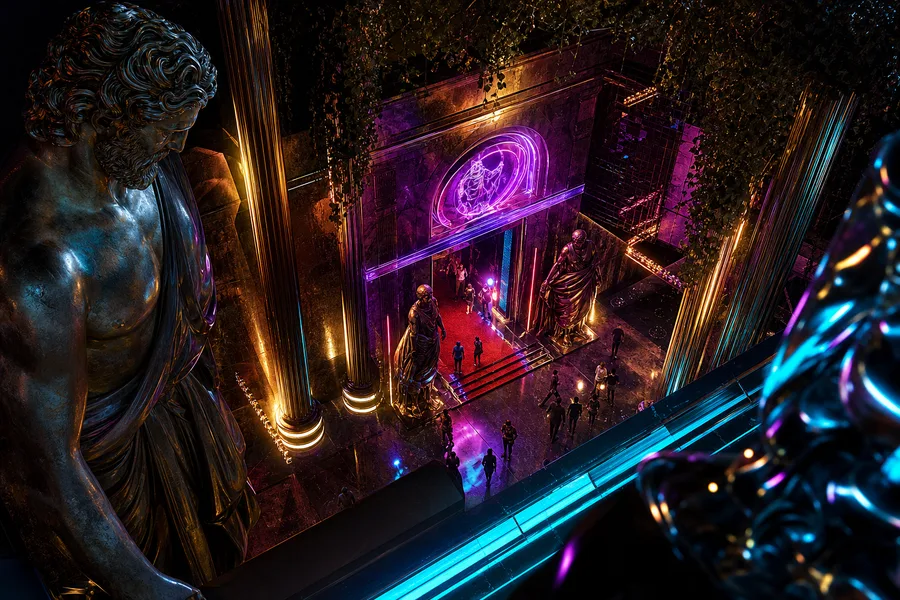 Underground Neon Club Entrance Art Wallpaper  15 4K