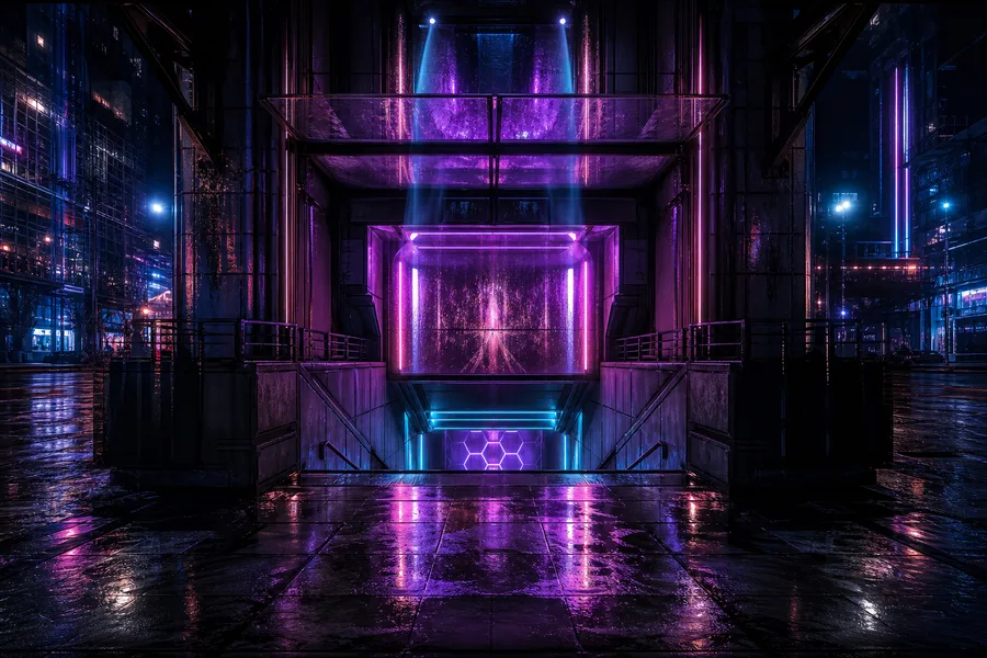 Underground Neon Club Entrance Cyberpunk Wallpaper  15 4K