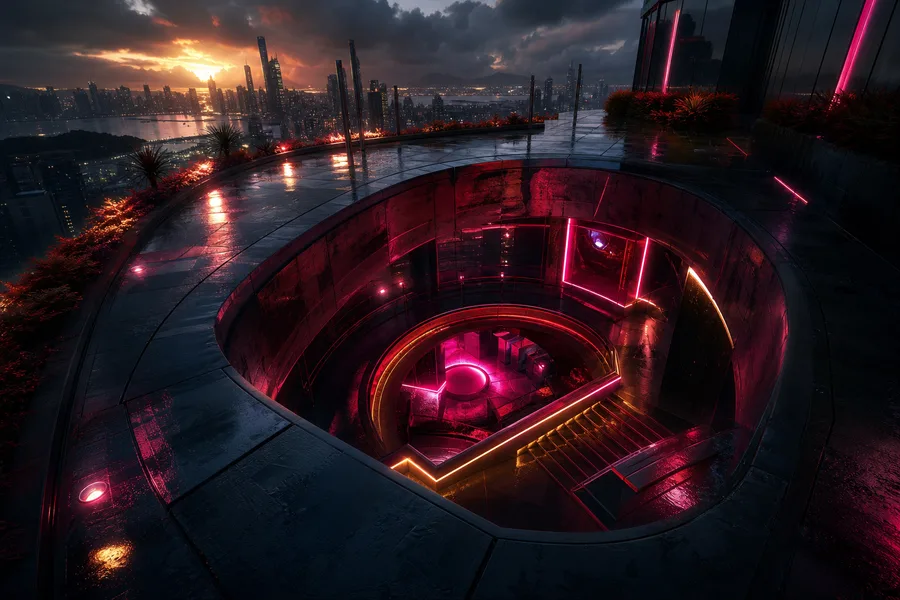 Underground Neon Club Entrance Cyberpunk Wallpaper  15 4K