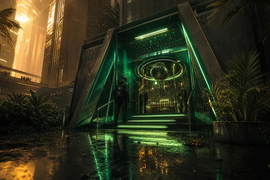 Underground Neon Club Entrance Cyberpunk Wallpaper  15 4K