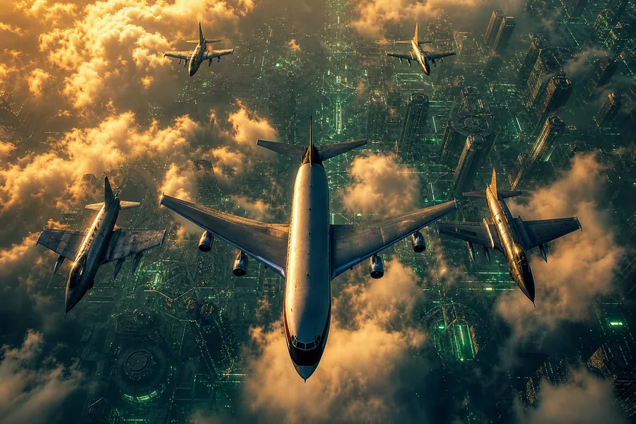 Vintage Aircraft Formation In Dramatic Sunset Clouds Airplanes Wallpaper  3 4K