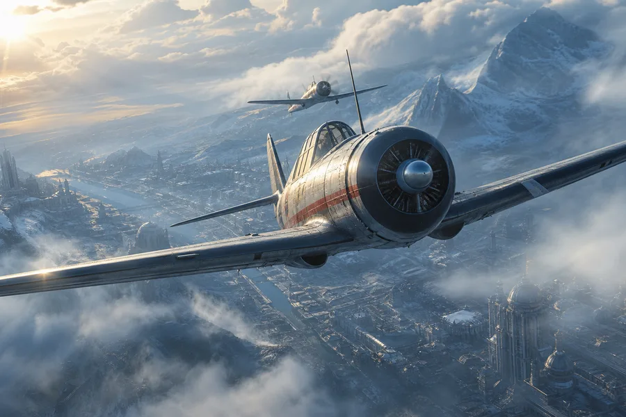 Vintage Aircraft Formation In Dramatic Sunset Clouds Airplanes Wallpaper  3 4K