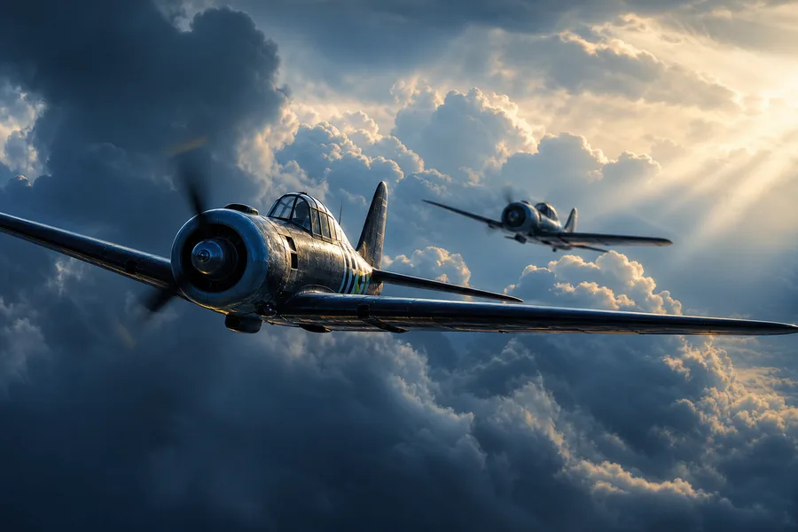 Vintage Aircraft Formation In Dramatic Sunset Clouds Airplanes Wallpaper  3 4K
