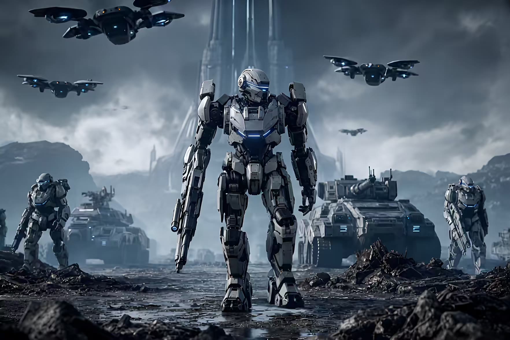 War Robots with Tanks and Drones Video